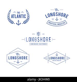 Vintage Nautical and Ocean Label Badge, Retro design element Stock Vector
