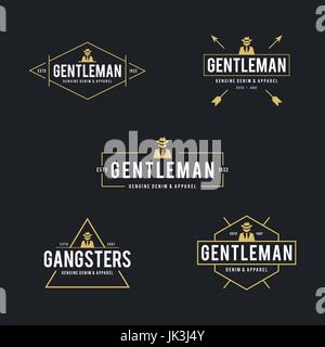 Vintage Gentleman suit badge and label Stock Vector