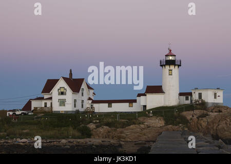 USA, Massachusetts, Cape Ann, Gloucester, Eastern Point Lighthouse, dusk, Stock Photo