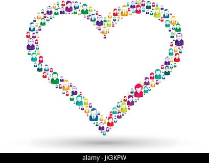 Social love: A heart made of icons to express love people in social ...