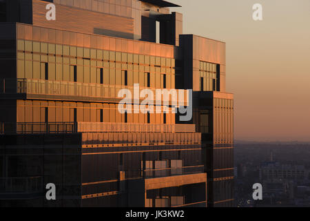 USA, California, Los Angeles, Downtown-Fashion District, sunset light on new residential building Stock Photo