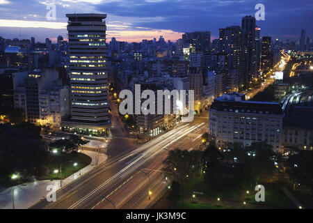 Argentina, Buenos Aires, Retiro, traffic on the Avenida del Libertador, aerial, evening Stock Photo