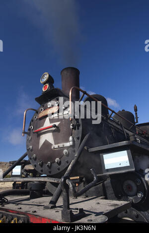 Argentina, Patagonia, Chubut Province, Esquel area, La Trochita narrow guage steam train, Old Patagonian Express at Nahuel Pan station Stock Photo
