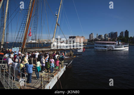 USA,Massachusetts, Boston, Sail Boston Tall Ships Festival, tourists, NR, at Charlestown Navy Yard Stock Photo