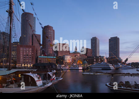 USA,Massachusetts, Boston, Rowes Wharf, dawn Stock Photo
