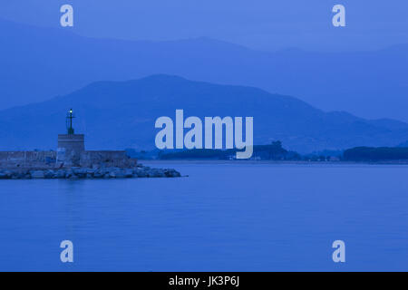 Italy, Sardinia, Eastern Sardinia, Ogliastra area, Arbatax, harbor light, dawn Stock Photo