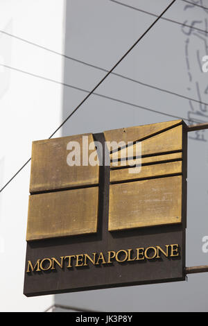 Italy, Lombardy, Milan, Monte Napoleone fashion designer area, sign Stock Photo