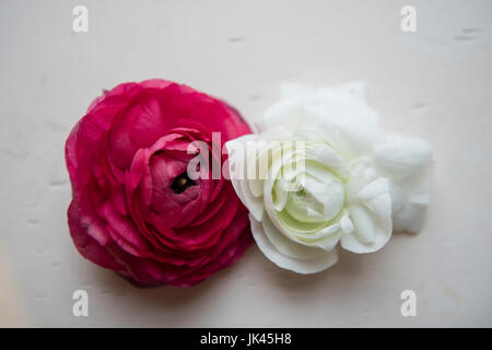 White and red flowers on table Stock Photo