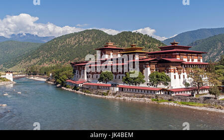 Punakha Dzong Fortress known as the Queen of Dzongs - Bhutan Stock Photo