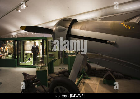 Malta, Valletta, National War Museum, WW2-era, Gloster Gladiator biplane, Faith, last surviving RAF fighter plane of Malta siege Stock Photo