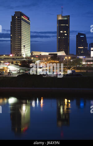 Lithuania, Vilnius, highrise buildings of Snipiskes from the Neris River Stock Photo