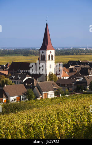 France, Haut-Rhin, Alsace Region, Alasatian Wine Route, Ammerschwihr, afternoon town view, autumn Stock Photo
