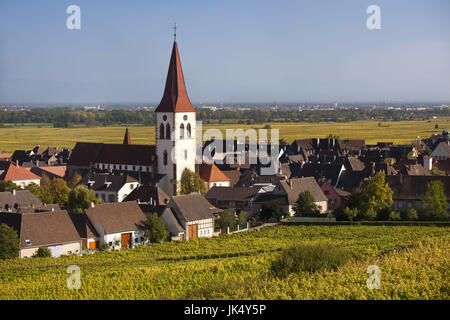 France, Haut-Rhin, Alsace Region, Alasatian Wine Route, Ammerschwihr, afternoon town view, autumn Stock Photo