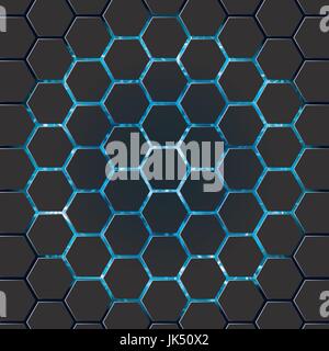 hexagon background shiny blue light Stock Vector