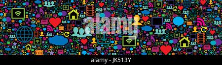 seamless pattern with social media and technology icons Stock Vector