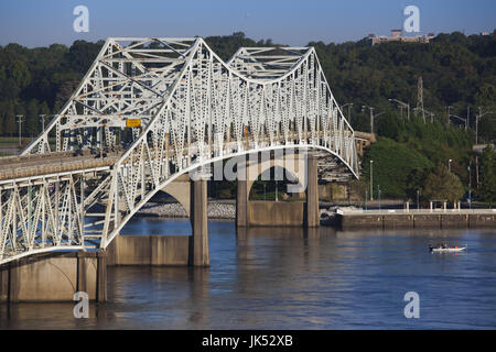 USA, Alabama, Muscle Shoals Area, Florence, O'Neil Bridge, Tennessee River Stock Photo