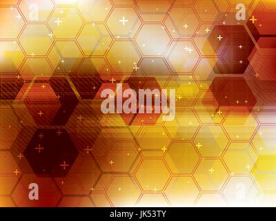 Technology background orange futuristic abstract  in digital vector with hexagon. Stock Vector