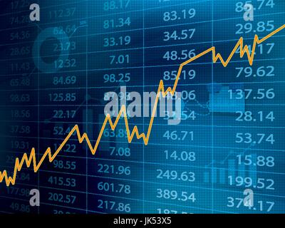 Business graph with arrow showing profits and gains financial on the stock exchange. Stock Vector