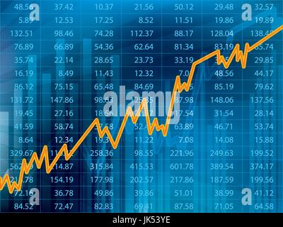 Business graph with arrow showing profits and gains financial on the stock exchange. Stock Vector