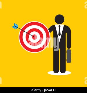 Businessman with target and dart. Solution in corporate business. Stock Vector