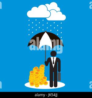 Businessman in protection your investiment. Business concept in vector illustration. Stock Vector