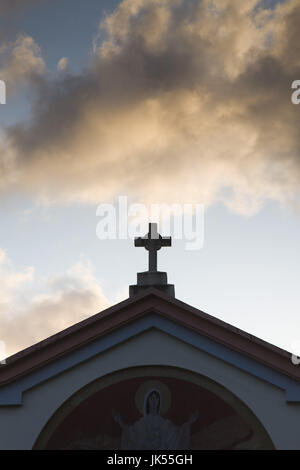 France, Reunion Island, East Reunion, Piton Ste-Rose, Notre Dame des Laves church, Our Lady of Lava, built a the end of the lava flow in 1977, sunrise Stock Photo