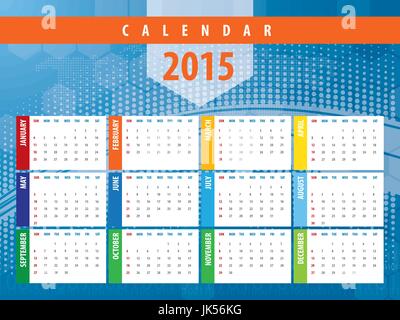 Calendar 2015 with futuristic technology designs Stock Vector