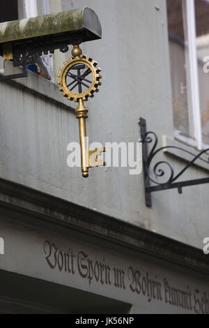 Germany, State of Bremen, Bremen, Schnoor waterfront area, gold key, Stock Photo