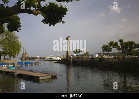 Germany, Baden-Württemberg, Lake Constance Area, Konstanz, port view with Imperia statue, Stock Photo