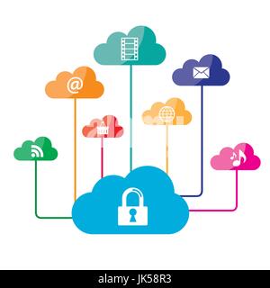 Concept of storage and file access in cloud computing and security Stock Vector