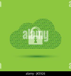 Internet security in cloud computing and binary code. Medias sharing in the cloud. Stock Vector