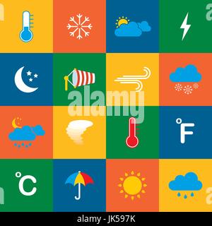 Set of icons meteorology, climate and weather, widget  template. Stock Vector