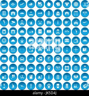 100 loader icons set in blue circle isolated on white vector illustration Stock Vector
