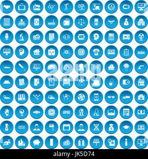 100 loans icons set in blue circle isolated on white vector illustration Stock Vector