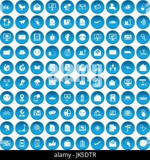 100 mail icons set in blue circle isolated on white vector illustration Stock Vector