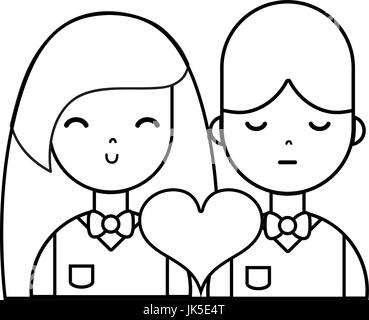 line couple with beauty relation ships and heart Stock Vector