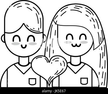 line couple with beauty relation ships and heart Stock Vector