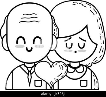 line couple with beauty relation ships and heart Stock Vector