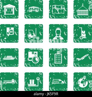 Logistic icons set grunge Stock Vector