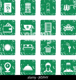 Hotel icons set grunge Stock Vector