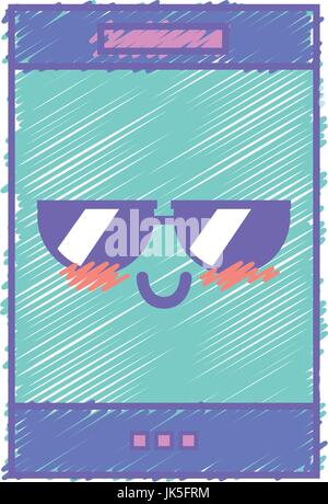 kawaii cute tender smartphone technology Stock Vector