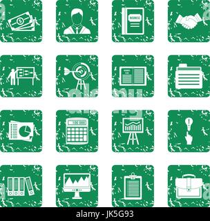 Business plan icons set grunge Stock Vector
