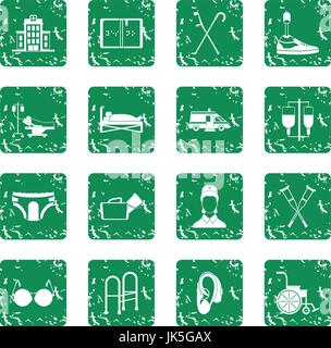 Disabled people care set grunge Stock Vector