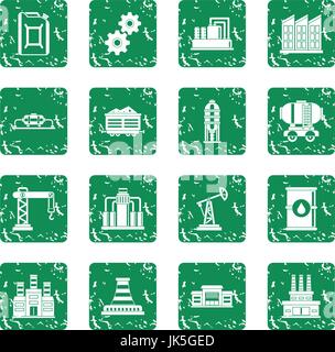 Industry icons set grunge Stock Vector