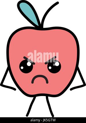 kawaii cute angry apple fruit Stock Vector Image & Art - Alamy