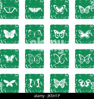 Butterfly icons set grunge Stock Vector