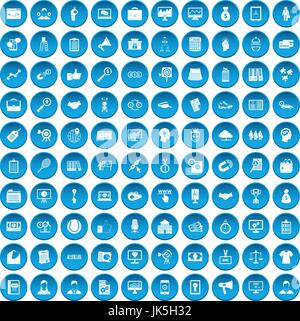 100 partnership icons set blue Stock Vector
