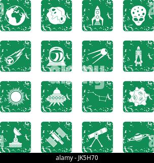 Space icons set grunge Stock Vector