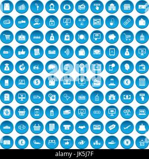 100 payment icons set blue Stock Vector