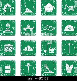 Miner icons set grunge Stock Vector